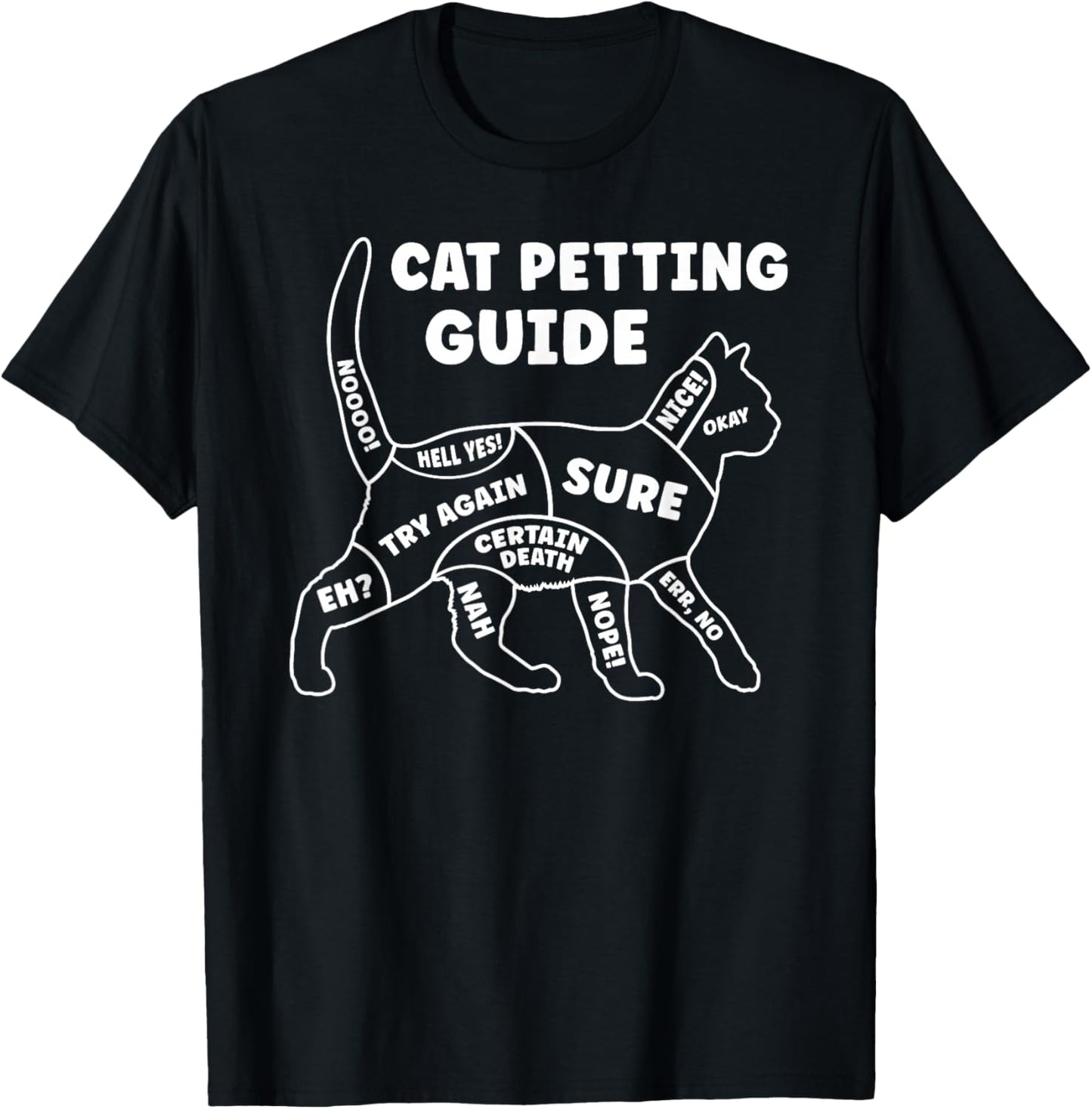 Funny Cat Petting Guide for Pet Owners & Kitty Lovers T-Shirt - T-Shirt | Black