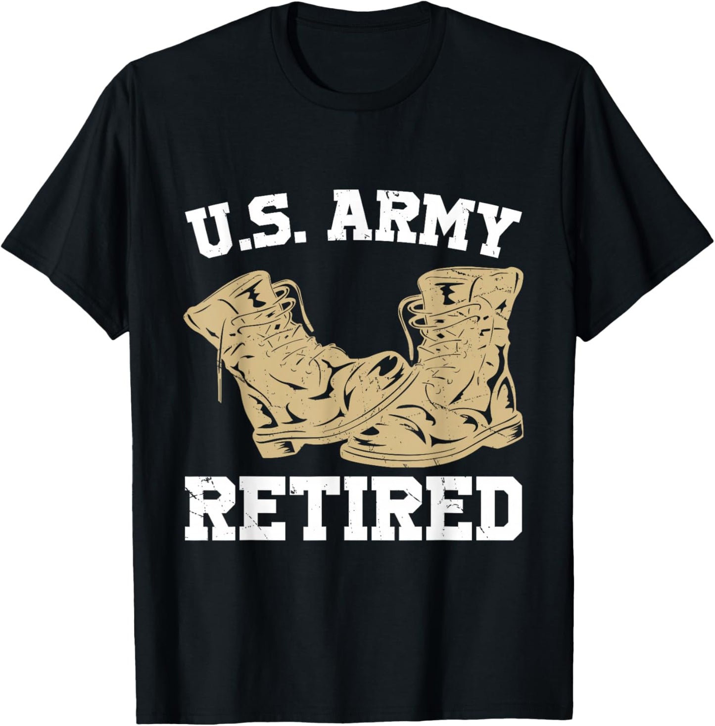 US Army Retired Distressed With Logo Retirement T-Shirt - T-Shirt | Black