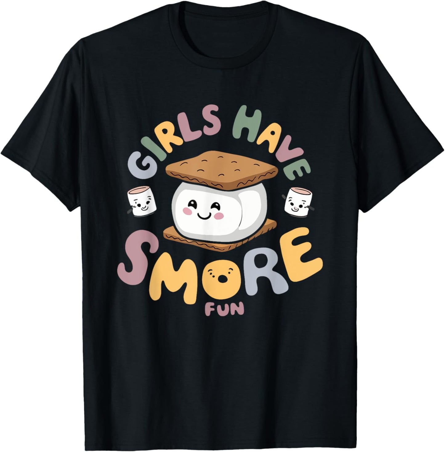 Girls Have Smore Fun Camping Campfire Camper Camp Cute T-Shirt - T-Shirt | Black