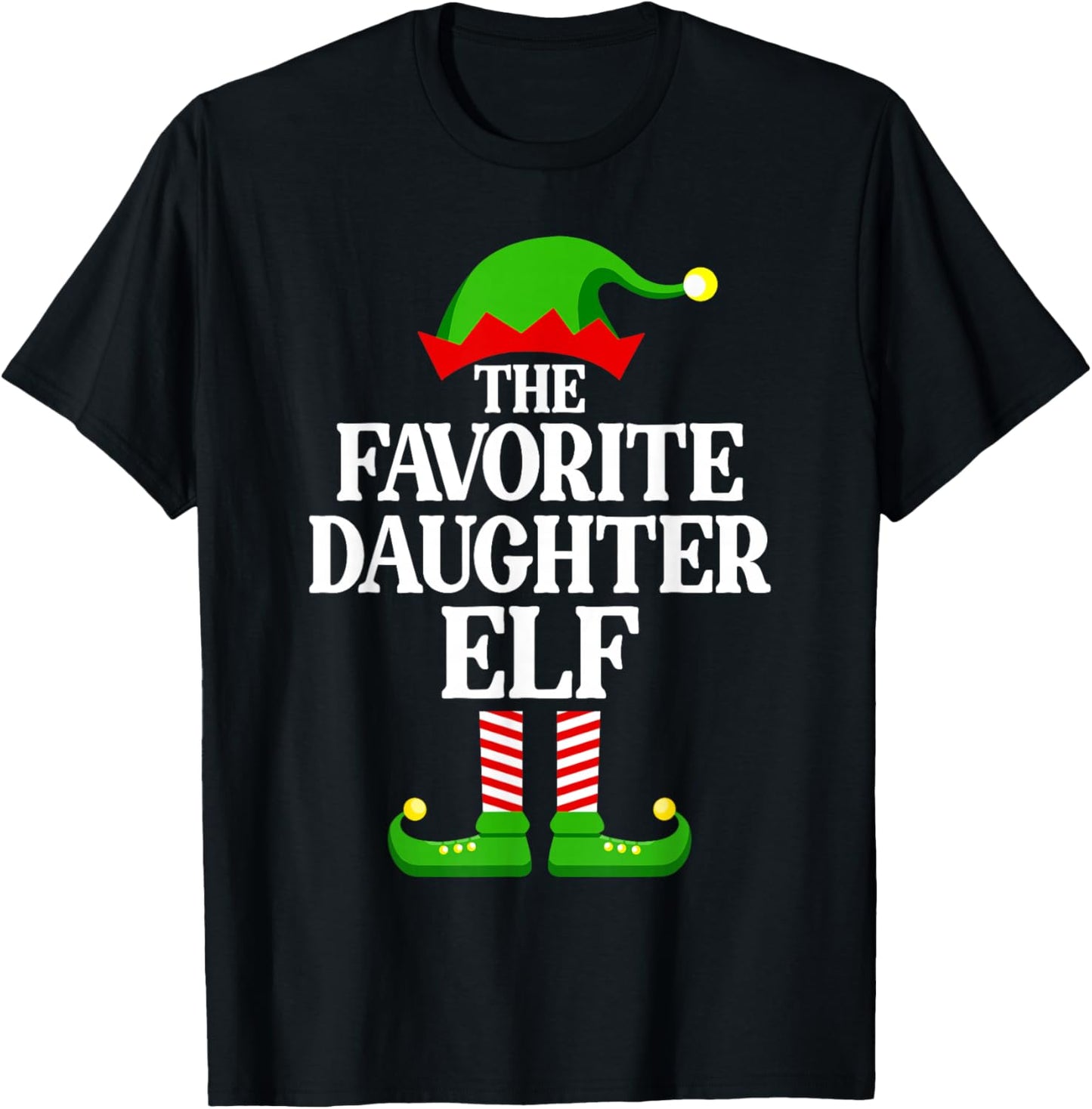 Favorite Daughter Elf Family Matching Group Funny Christmas T-Shirt - T-Shirt | Black