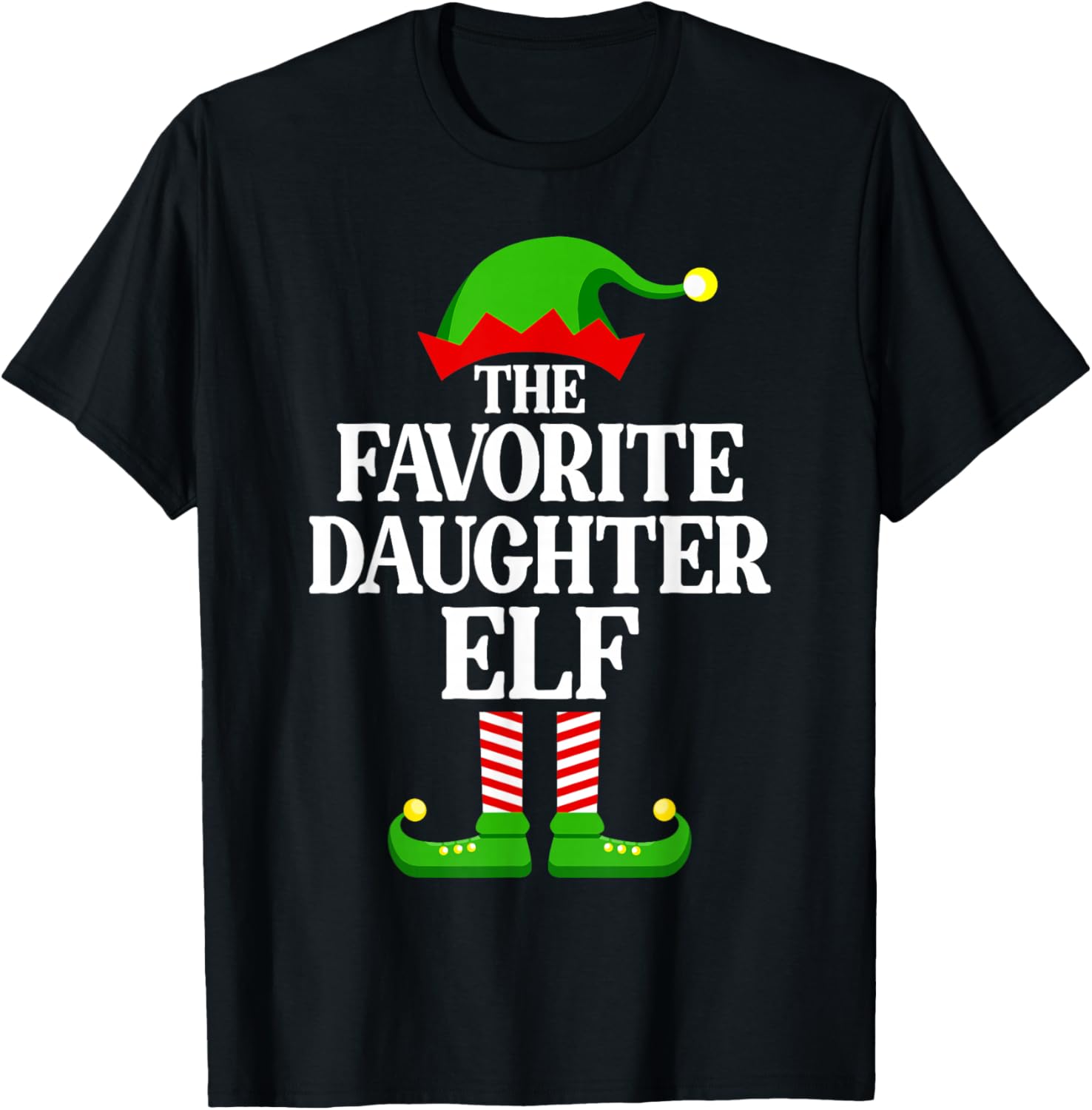 Favorite Daughter Elf Family Matching Group Funny Christmas T-Shirt - T-Shirt | Black