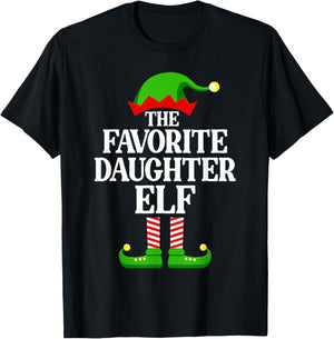 Favorite Daughter Elf Family Matching Group Funny Christmas T-Shirt - T-Shirt | Black