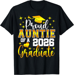 Proud Auntie of a Class of 2026 Graduate Senior Graduation T-Shirt - T-Shirt | Black