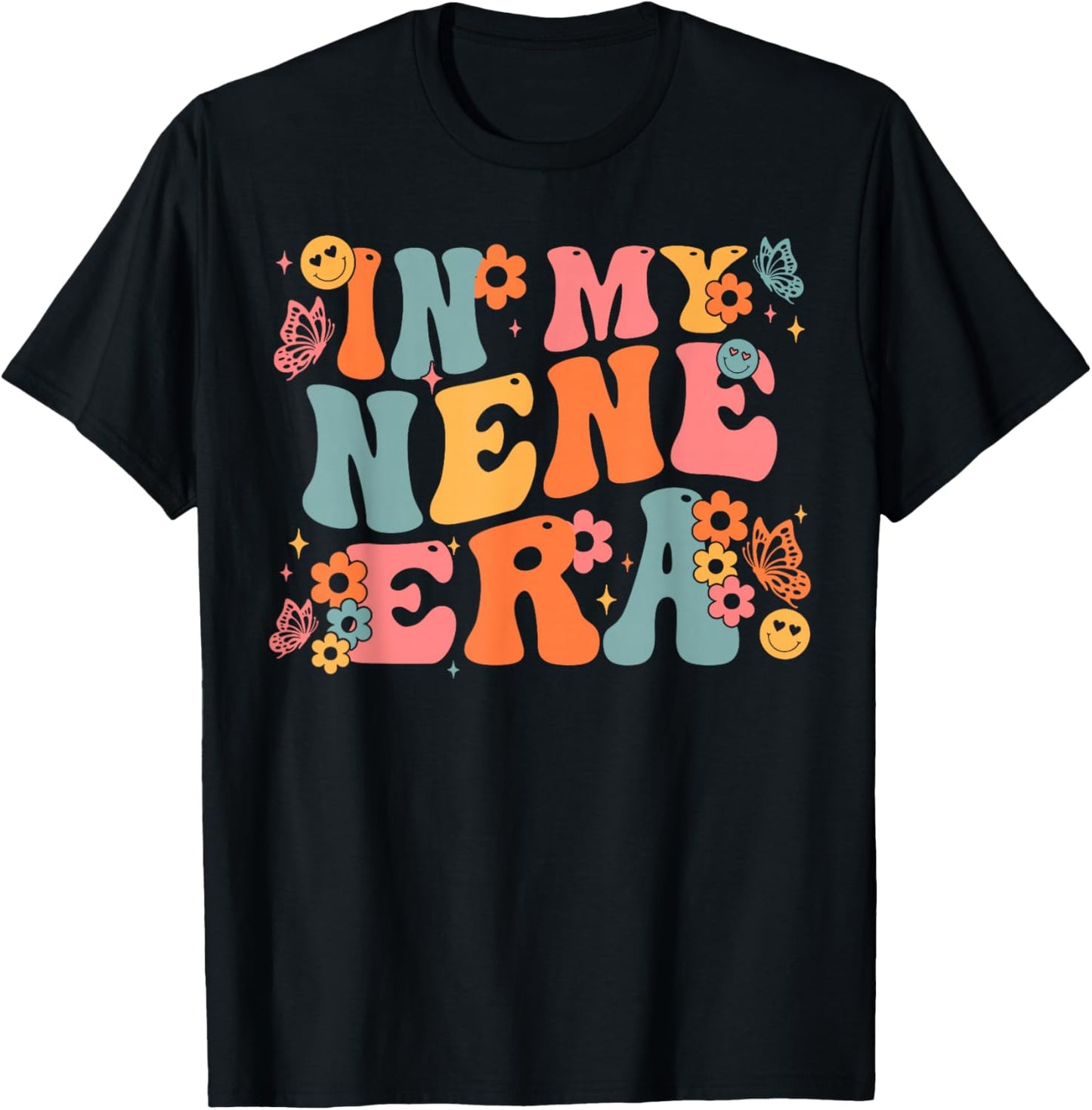 Retro Groovy In My Nene Era Baby Announcement T-Shirt - T-Shirt | Black