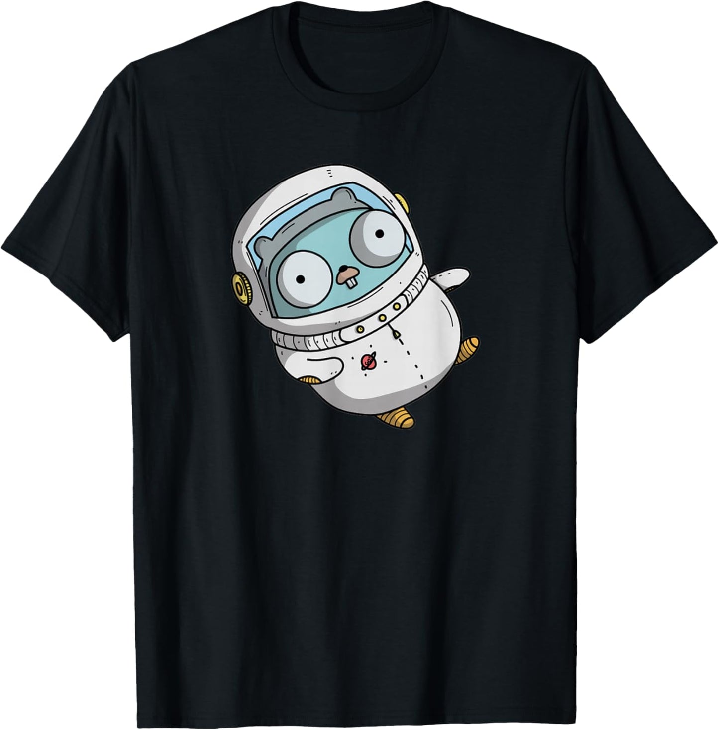 Astronaut Gopher - Fun Programmer Developer GO lang Logo T-Shirt - T-Shirt | Black