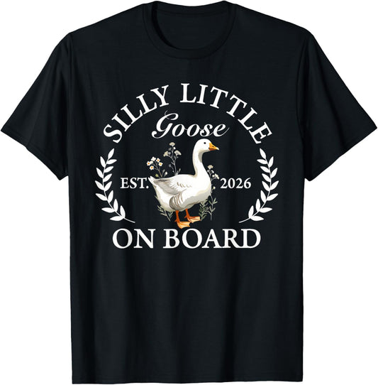 Silly Goose On The Board Funny Goose Bump Pregnant Men Women T-Shirt - T-Shirt | Black