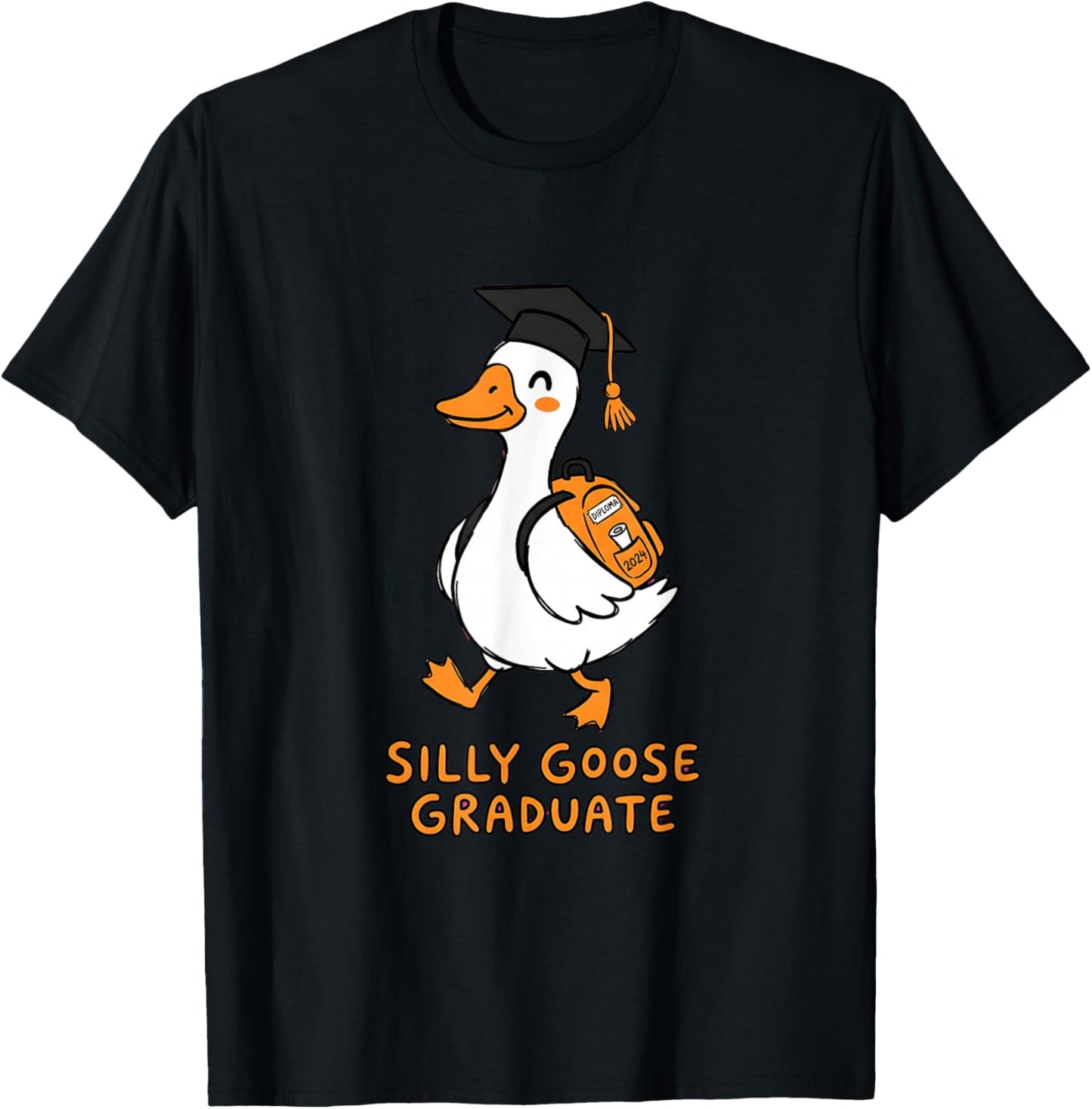 Silly Goose Graduate Graduation Cap Diploma T-Shirt - T-Shirt | Black