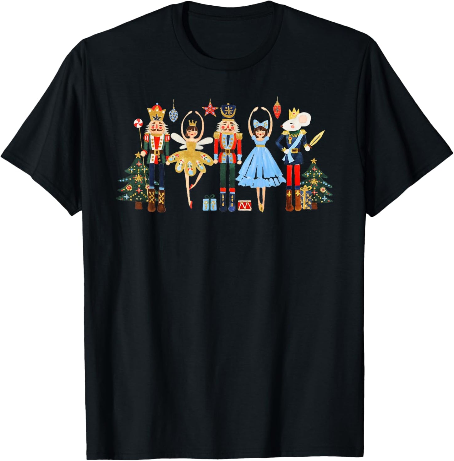 Retro Nutcracker Ballet Christmas Tree Shirts Girl T-Shirt - T-Shirt | Black