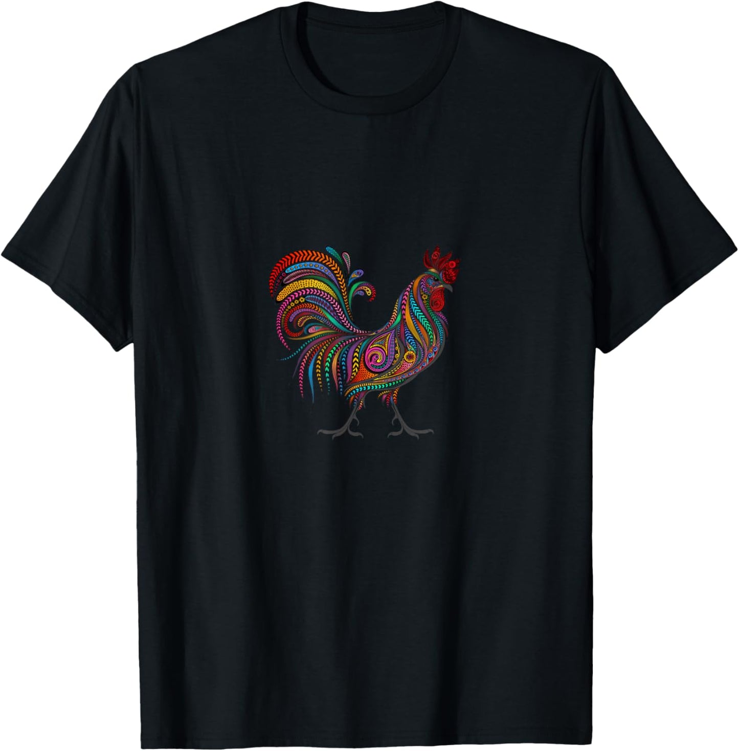 Colorful Rooster T-Shirt - T-Shirt | Black