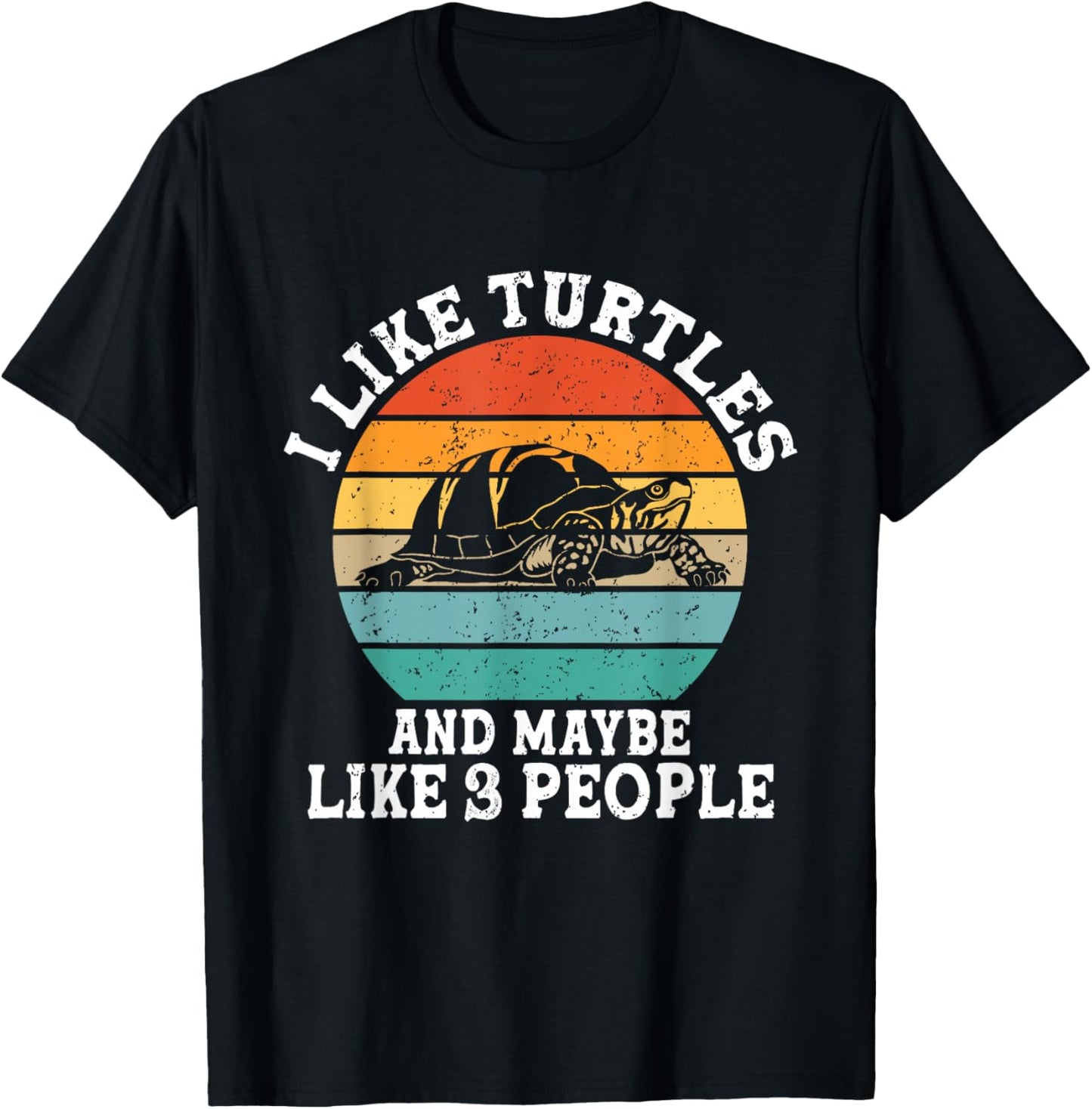 J'aime Les Tortues et Peut-être 3 Personnes, drôle et rétro T-Shirt - T-Shirt | Black