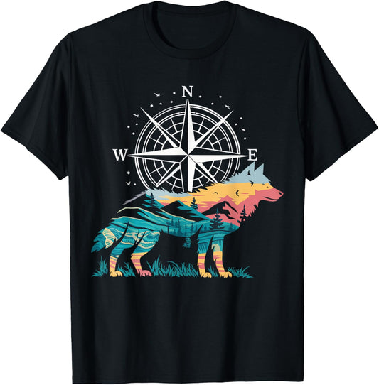 Wolf Compass Hiker T-Shirt - T-Shirt | Black
