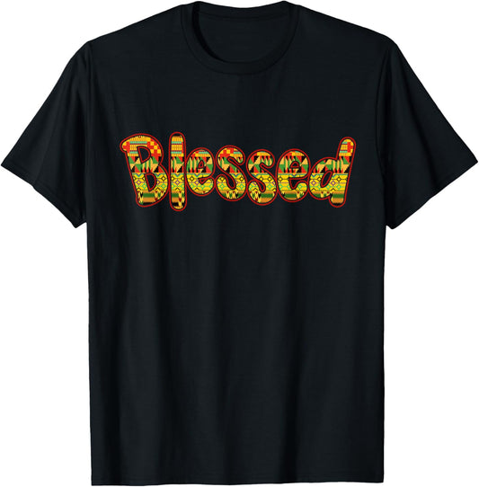 Blessed Kente African Print Black History Month Men Women T-Shirt - T-Shirt | Black