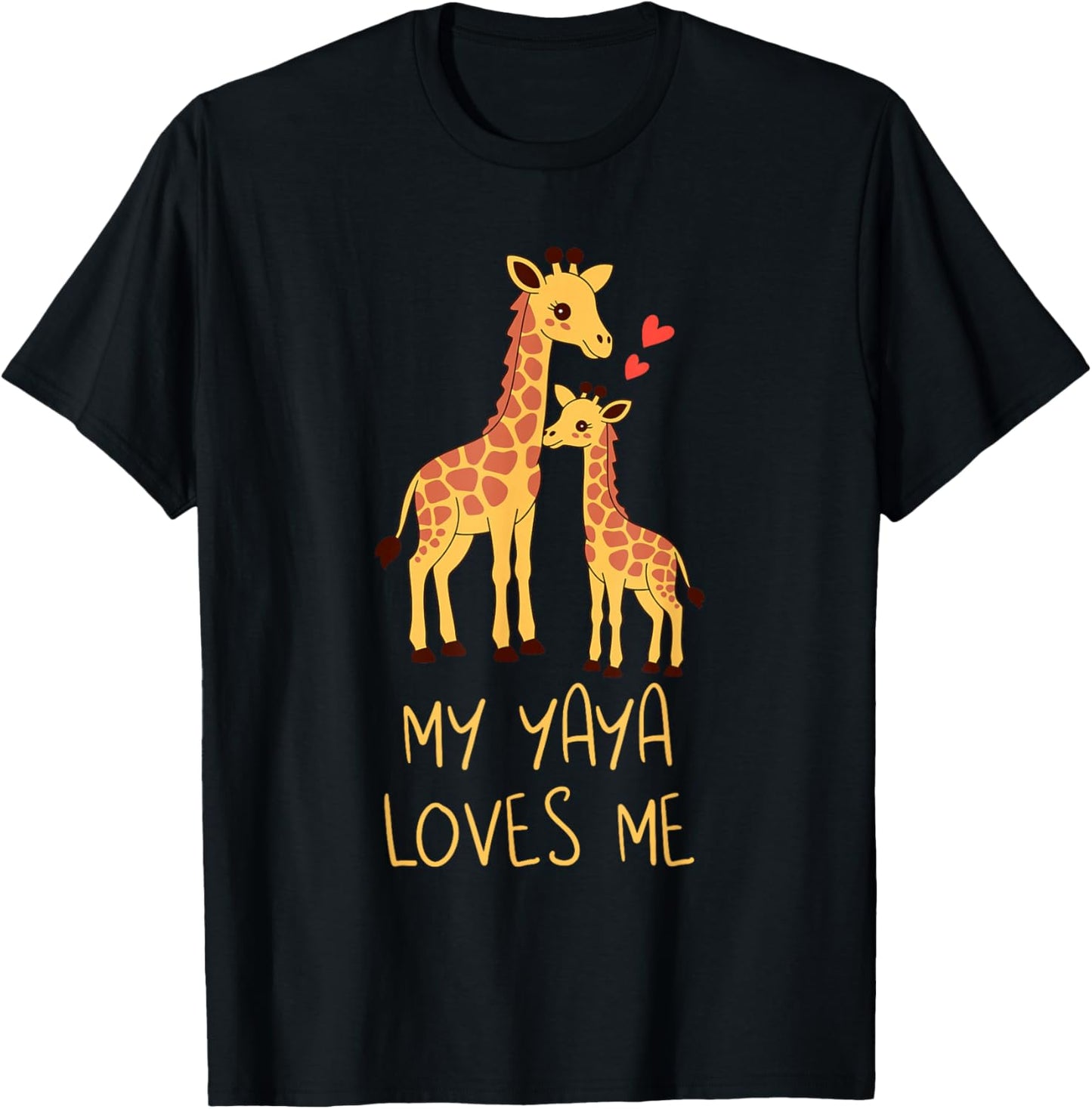 Cute Baby Giraffe and Grandma My Yaya Loves Me T-Shirt - T-Shirt | Black