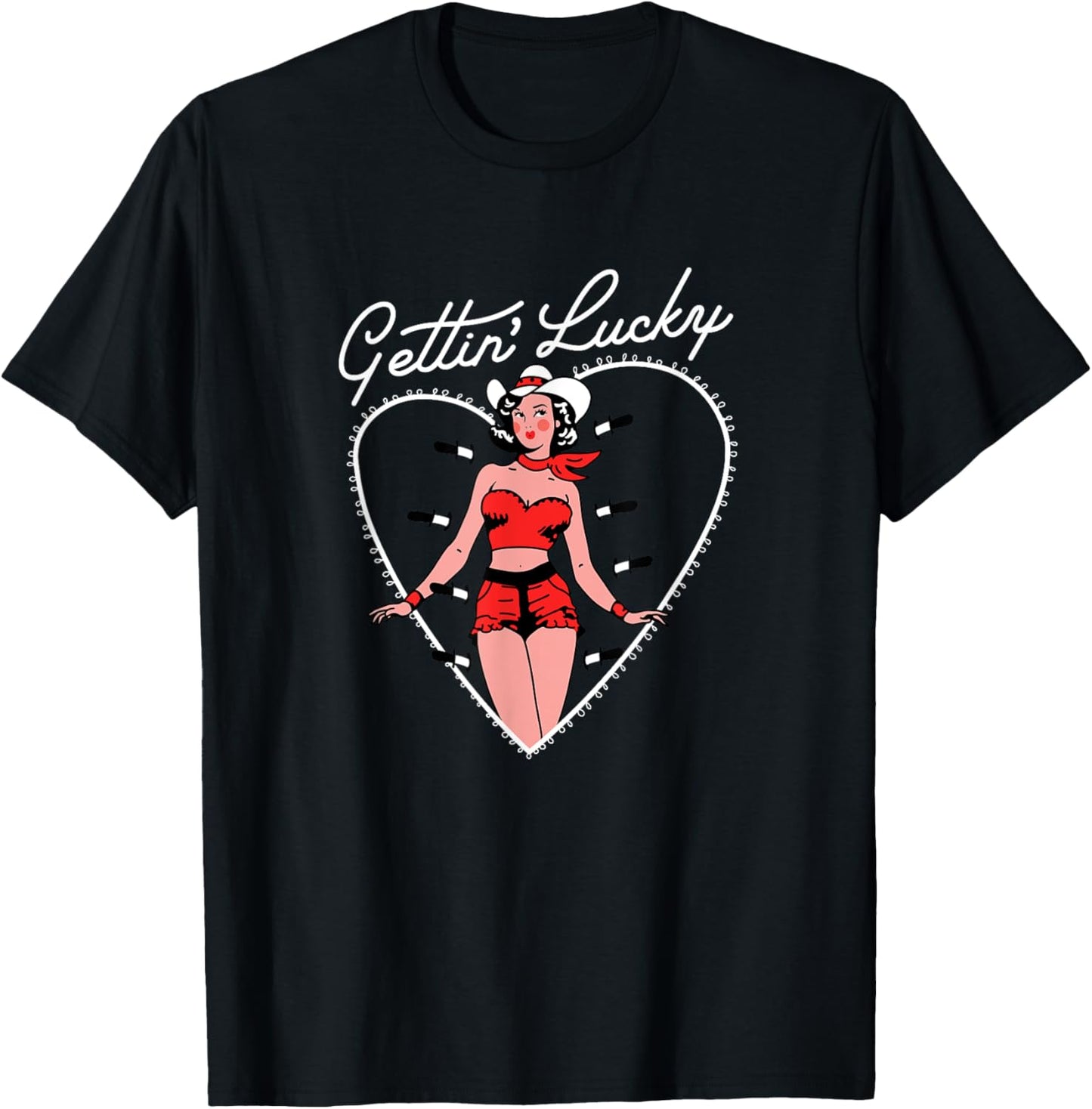 Funny Valentine Gettin' Lucky T-Shirt - T-Shirt | Black