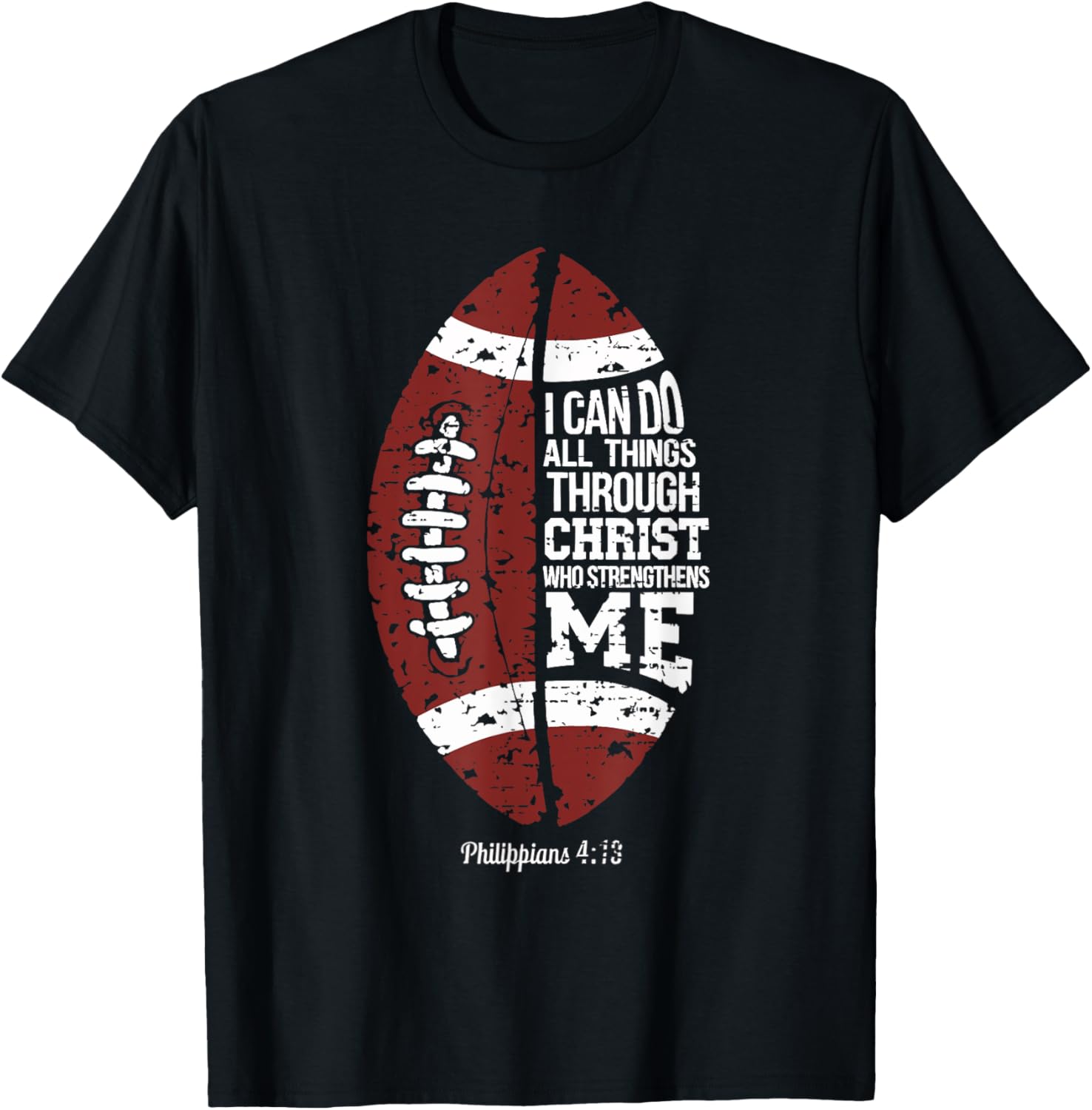 Christian Football I Can Do All Things Religious Faith T-Shirt - T-Shirt | Black