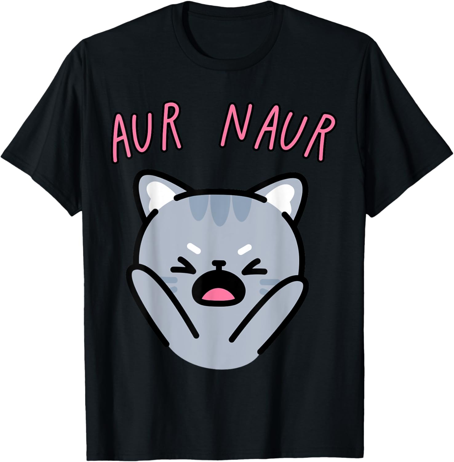 Aur Naur Funny Cat Women Kids T-Shirt - T-Shirt | Black