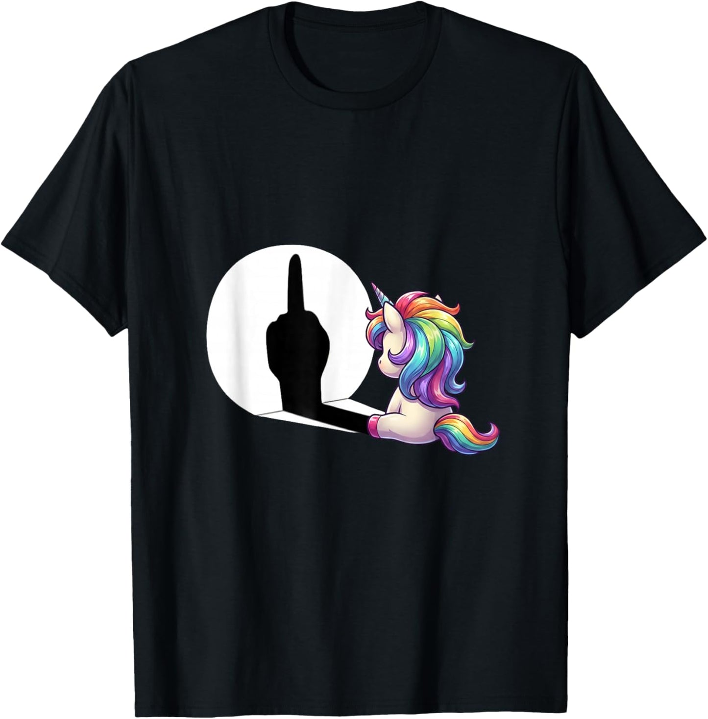 Funny Unicorn with Middle Finger - Morgenmuffel T-Shirt - T-Shirt | Black