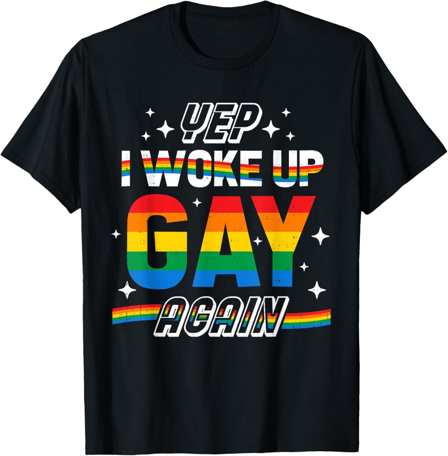 Funny LGBT Woke Up Gay Pride Rainbow Queer LGBTQ Month Men T-Shirt - T-Shirt | Black