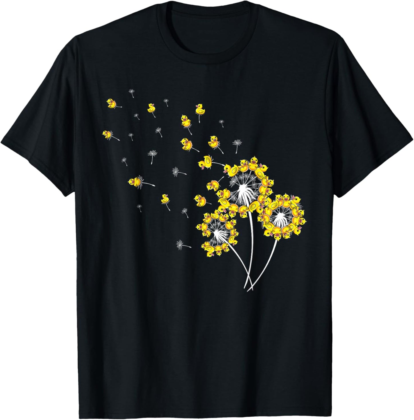 Rubber Duck Dandelions Cute Rubber Duckie Bath Toy Funny T-Shirt - T-Shirt | Black