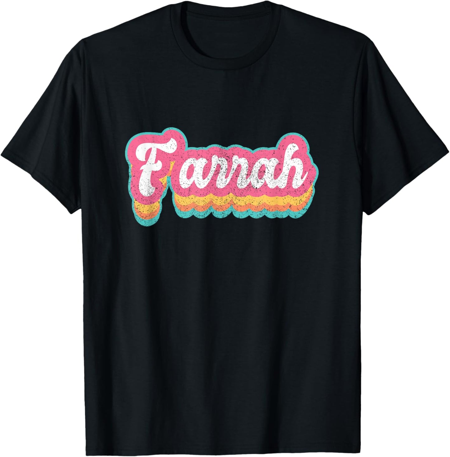 Farrah First Name Girl Vintage 70s 80s Personalized T-Shirt - T-Shirt | Black
