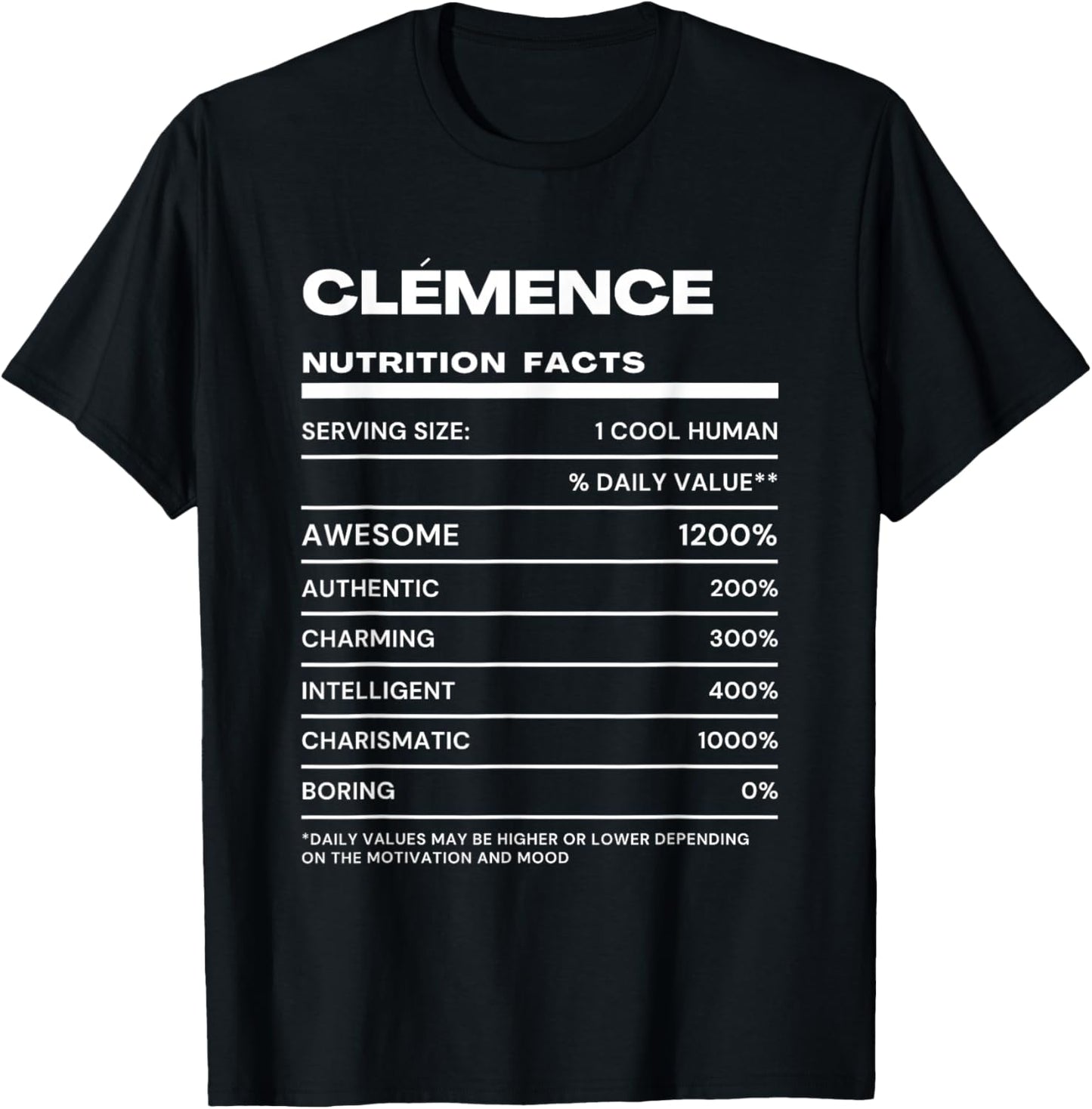 Clemence Nutritive Value Funny Name T-Shirt - T-Shirt | Black