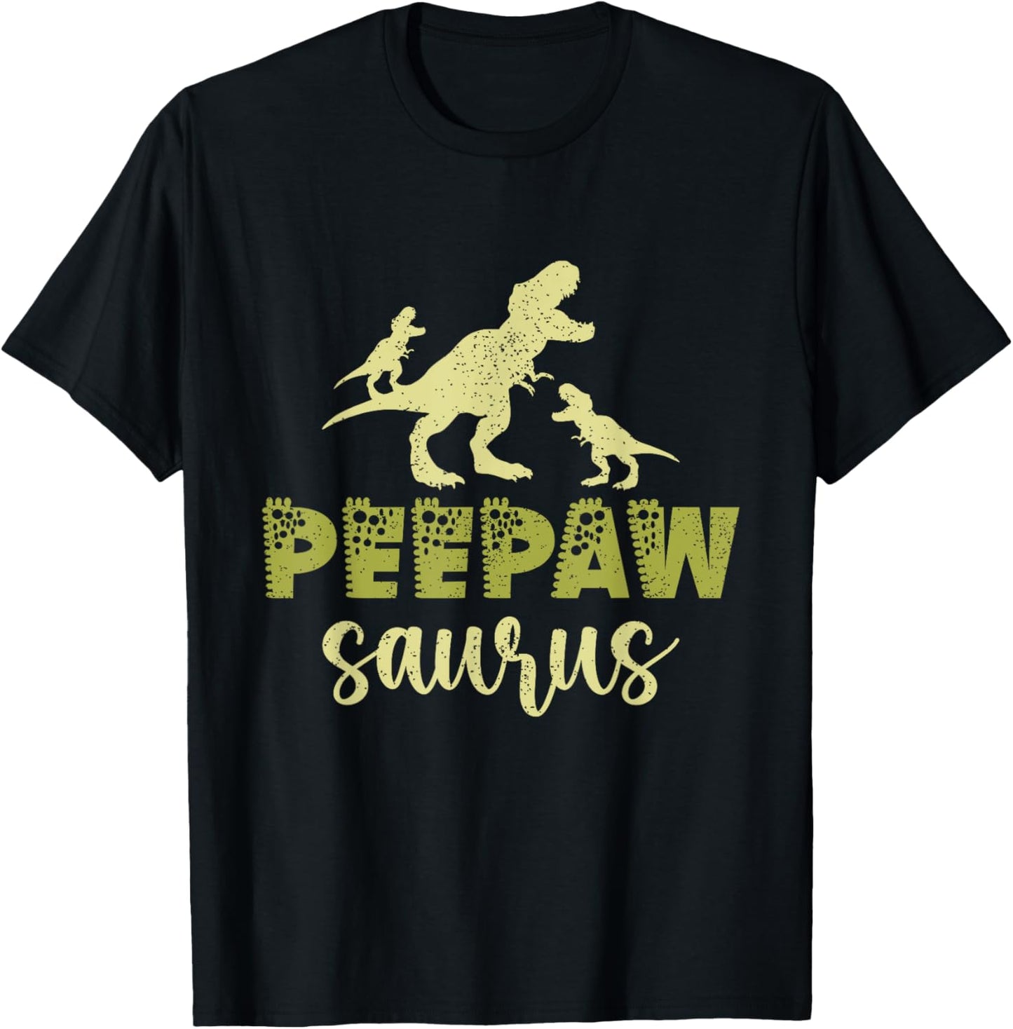 Vintage Peepawsaurus Fathers day Dad Papa Grandpa Dinosaurs T-Shirt - T-Shirt | Black