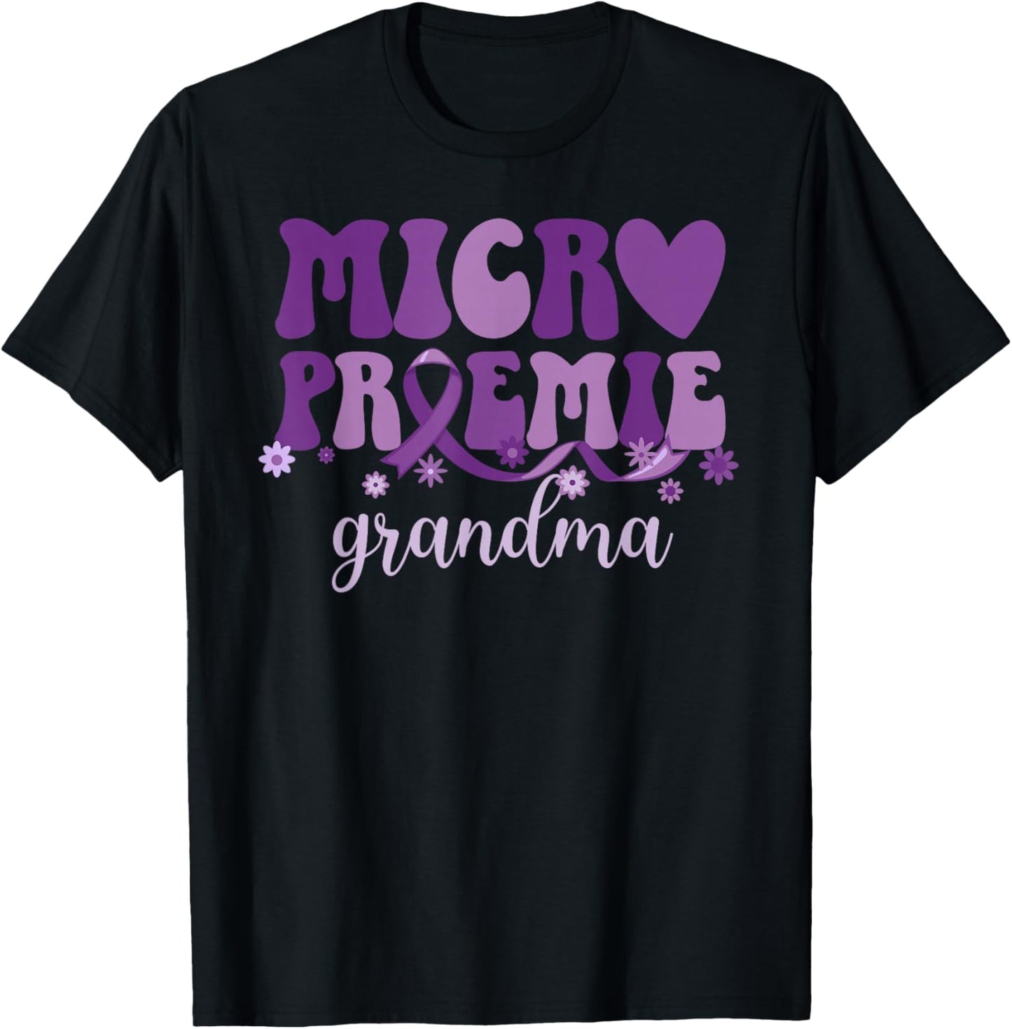 Micro Preemie Baby Grandma NICU Grandma of NICU Warrior T-Shirt - T-Shirt | Black
