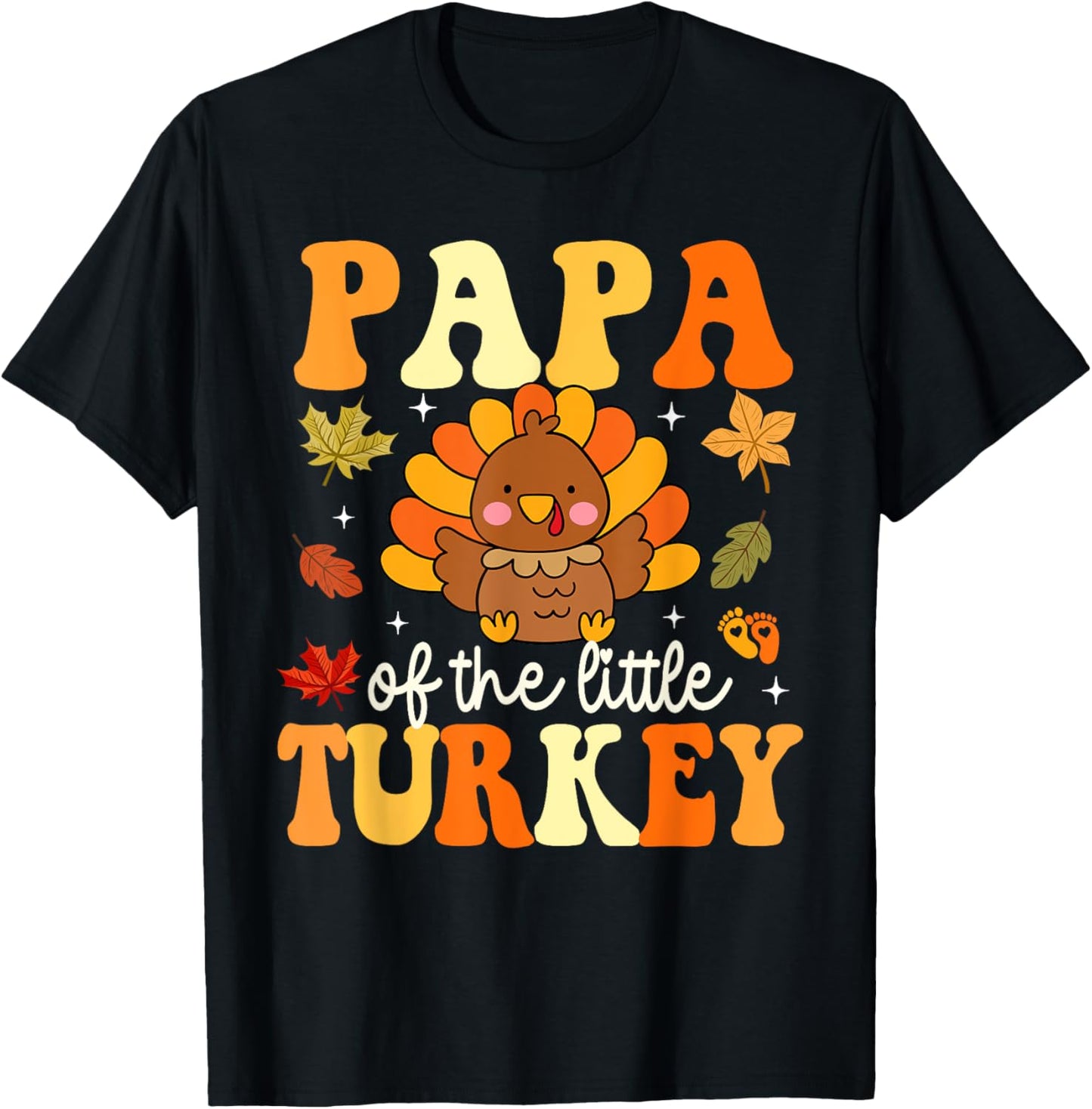 Papa of the Little Turkey Thanksgiving Theme Baby Shower T-Shirt - T-Shirt | Black