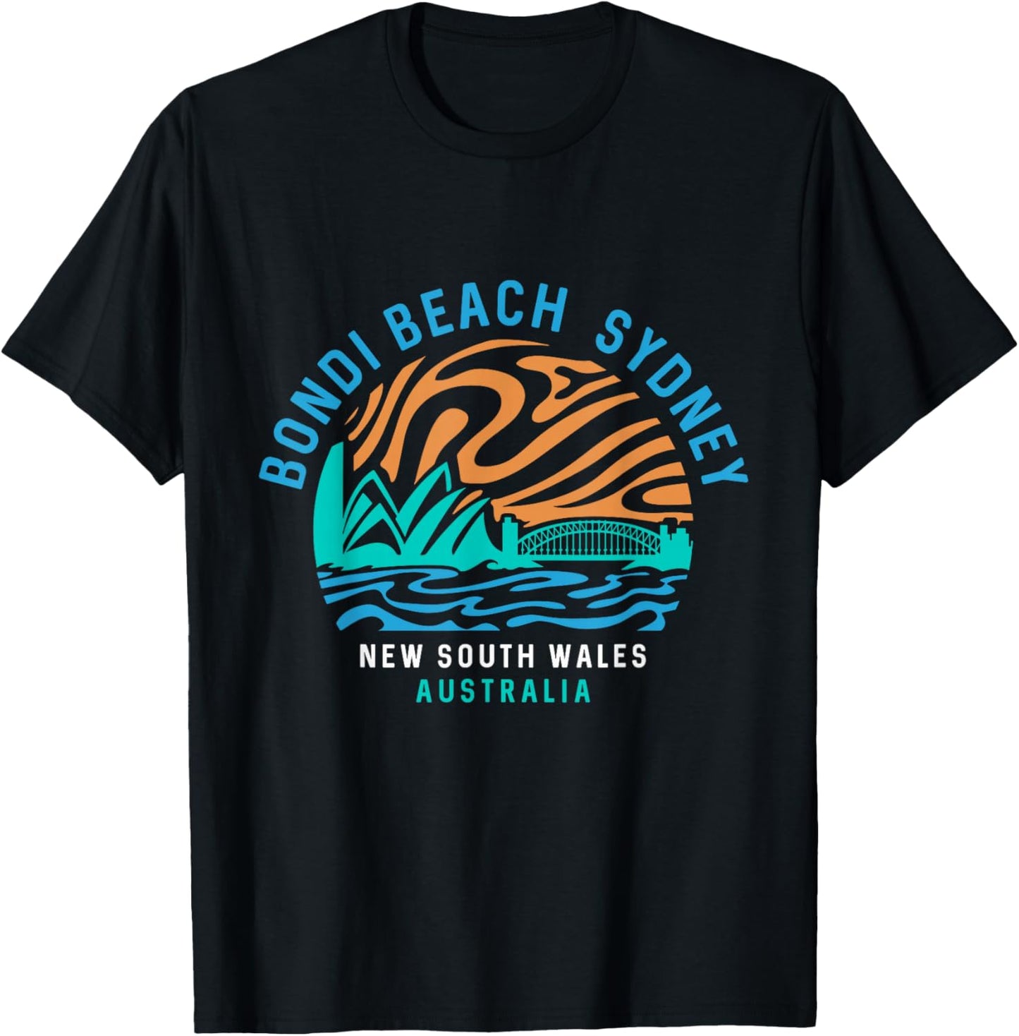 Vintage Retro Bondi Beach Sydney Australia Surfer Beach T-Shirt - T-Shirt | Black