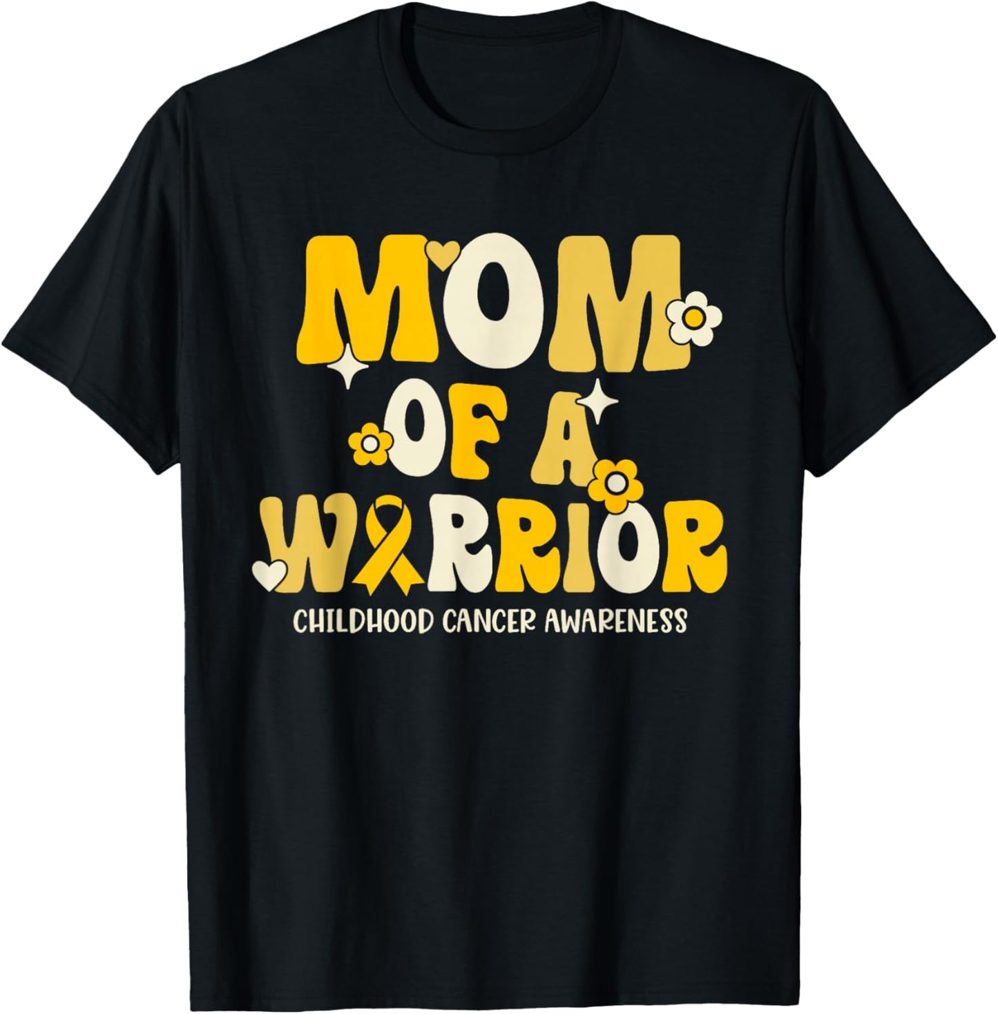 Mom of a Warrior - Childhood Cancer Awareness T-Shirt - T-Shirt | Black