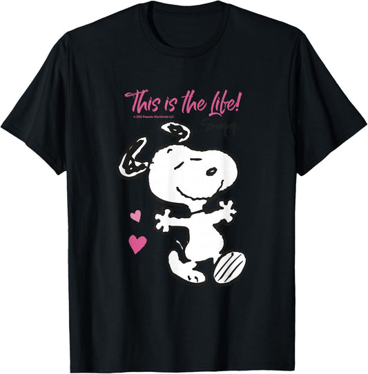 Peanuts - Snoopy Das ist das Leben , black, S T-Shirt - T-Shirt | Black