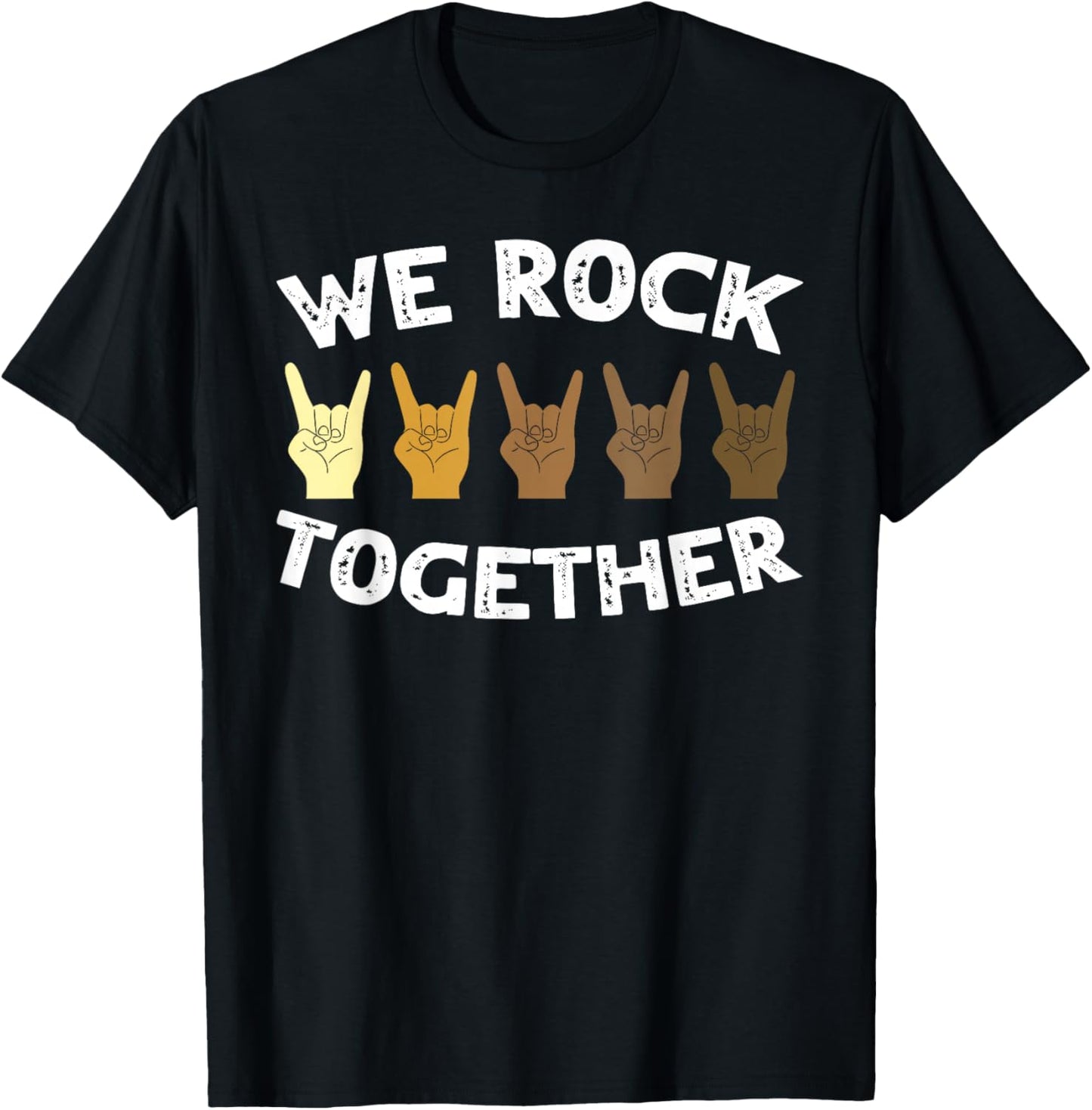 Funny We Rock Together Rocker Squelette Main T-Shirt - T-Shirt | Black