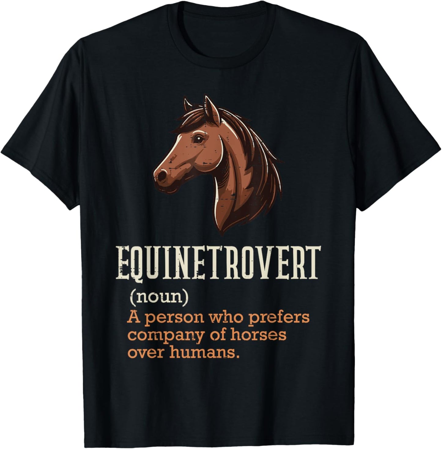 Horse Equinetrovert Definition Fun Equestrian Women Men Kids T-Shirt - T-Shirt | Black