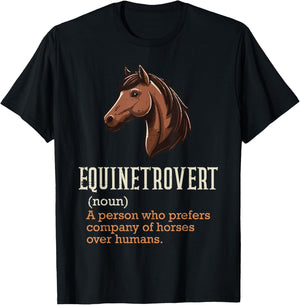 Horse Equinetrovert Definition Fun Equestrian Women Men Kids T-Shirt - T-Shirt | Black