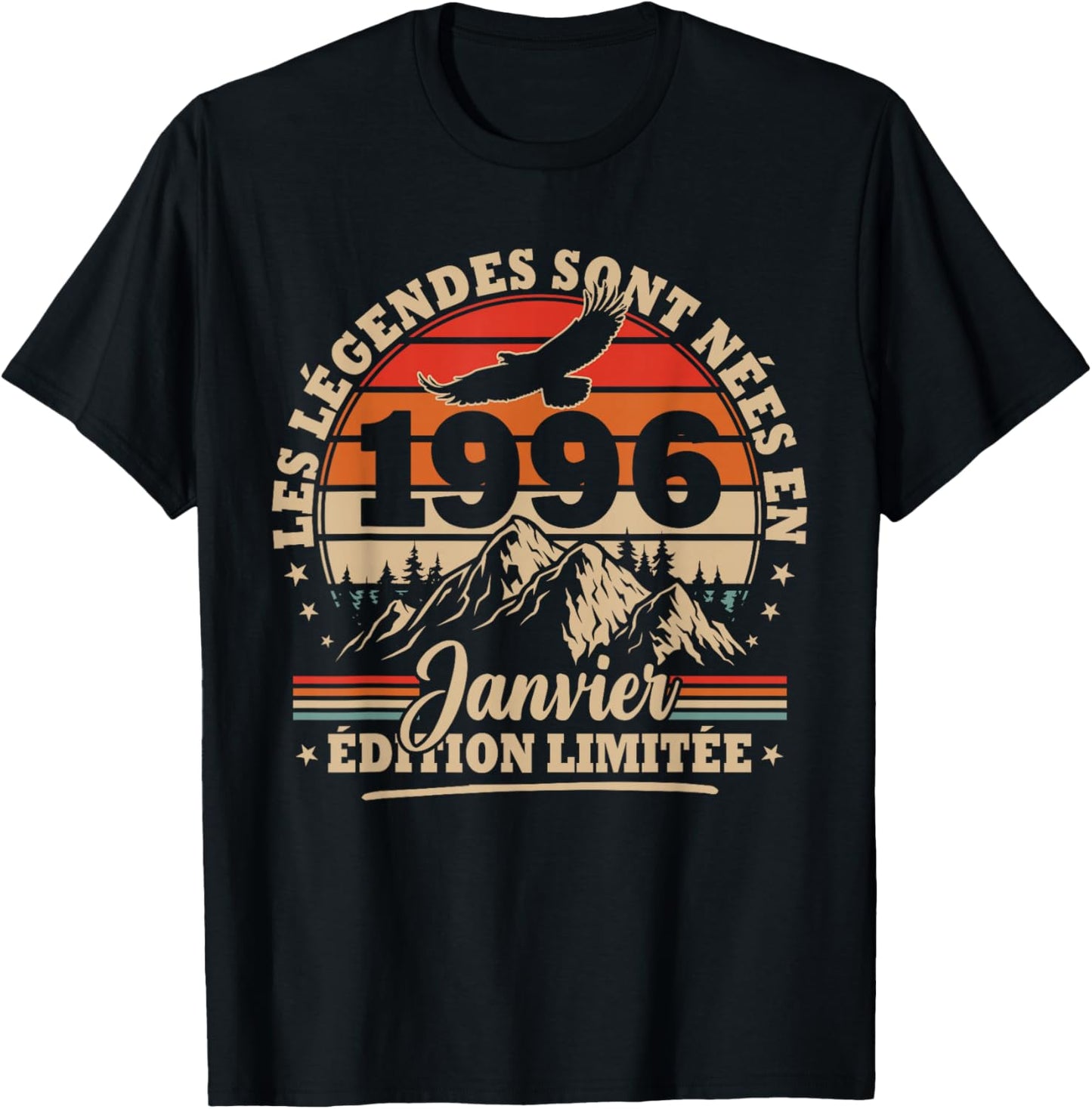 Vintage Birthday 30 Years Gift Born in January 1996 T-Shirt - T-Shirt | Black