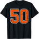 Distressed Orange White Number 50 Jersey Player Uniform #50 T-Shirt - T-Shirt | Black