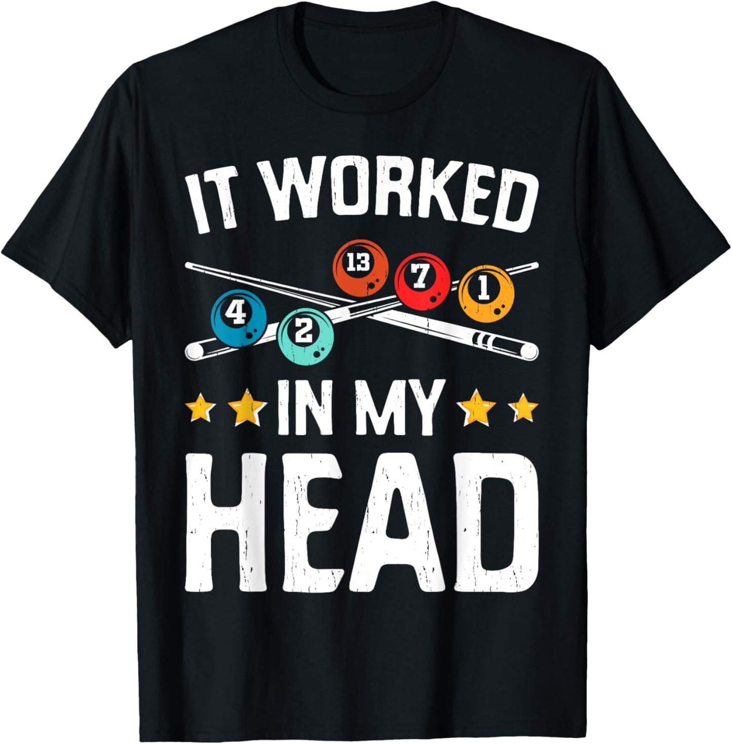 Funny It Worked In My Head Billiard Pool Player Sports Lover T-Shirt - T-Shirt | Black