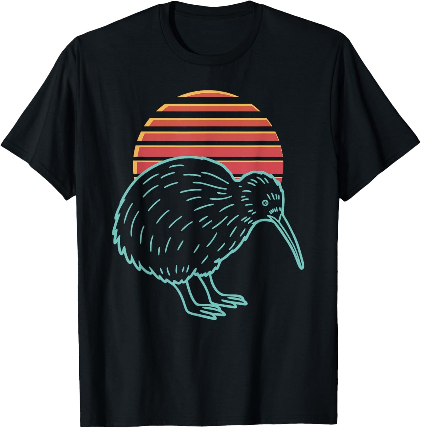 Kiwi Bird Lover Animal Retro Synthwave 80s T-Shirt - T-Shirt | Black