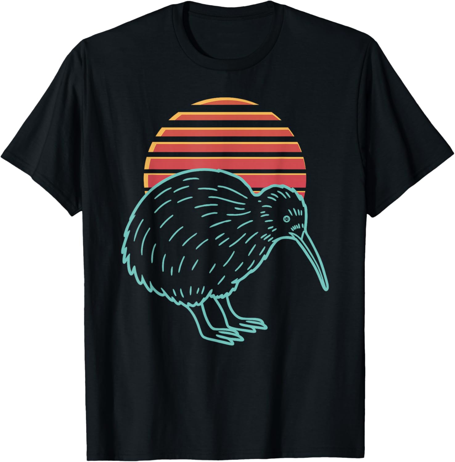Kiwi Bird Lover Animal Retro Synthwave 80s T-Shirt - T-Shirt | Black