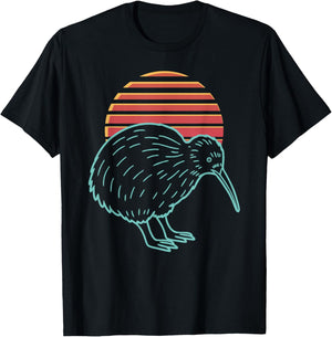 Kiwi Bird Lover Animal Retro Synthwave 80s T-Shirt - T-Shirt | Black