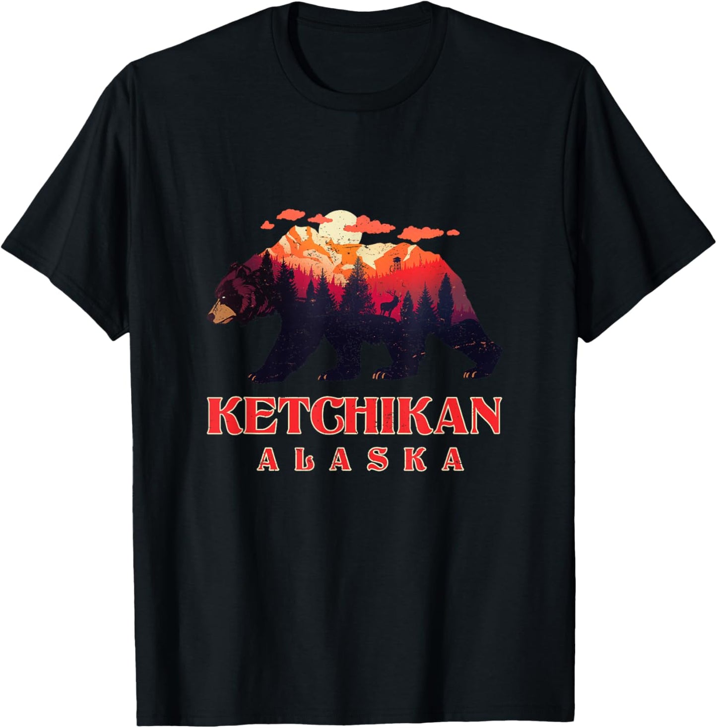 Vintage Mountain Grizzly Bear Ketchikan Alaska Hiking T-Shirt - T-Shirt | Black
