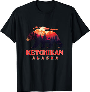 Vintage Mountain Grizzly Bear Ketchikan Alaska Hiking T-Shirt - T-Shirt | Black