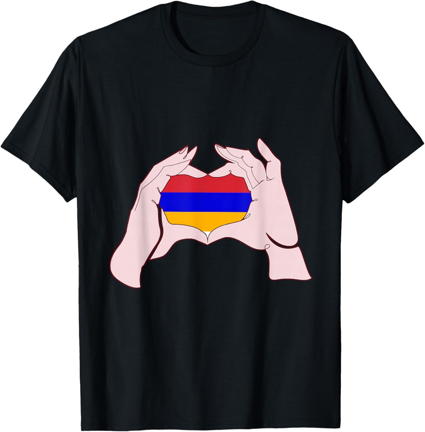 Armenia Hand Sign Love Heart Armenian Flag Armenian Pride T-Shirt - T-Shirt | Black
