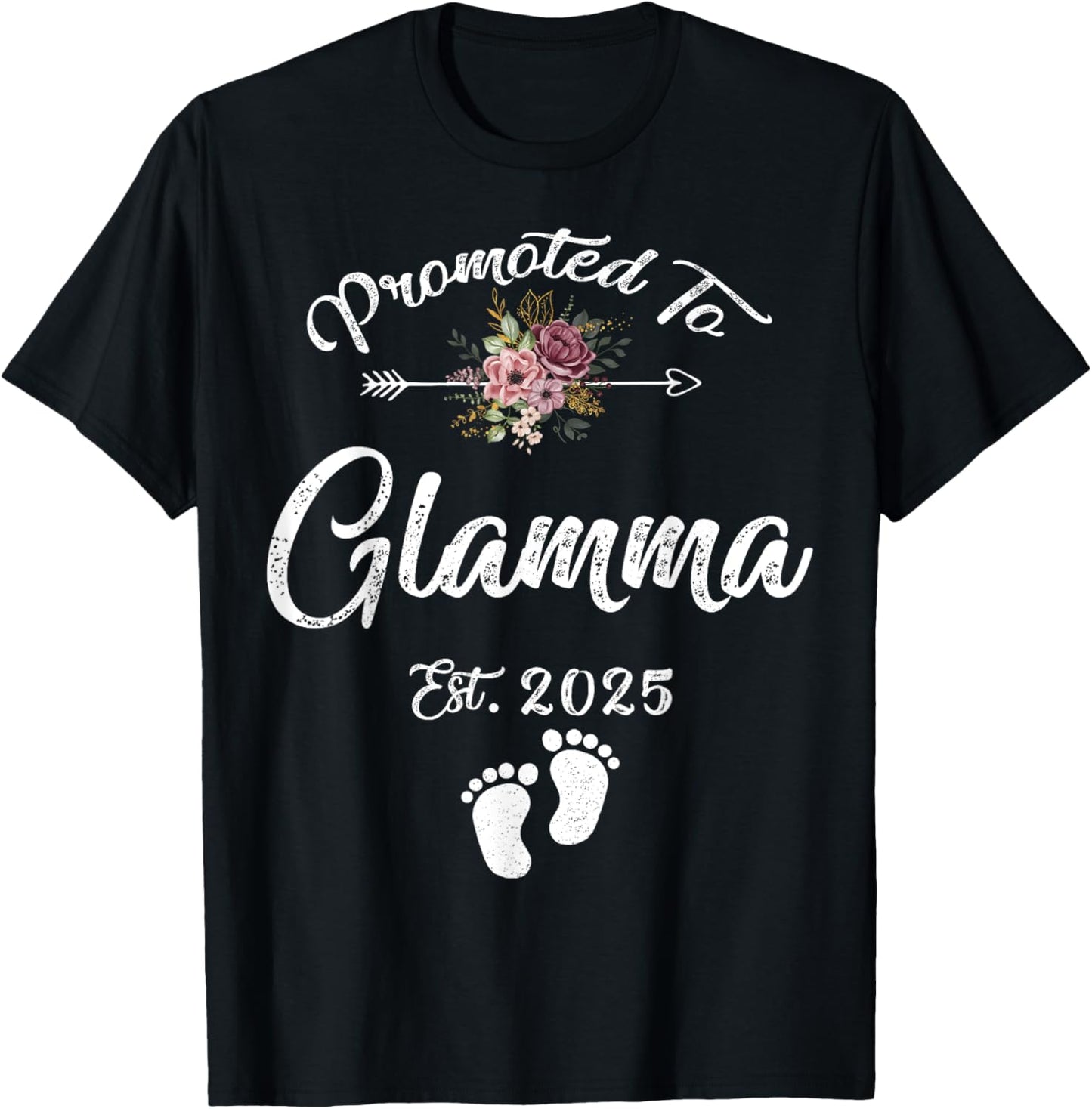 Promoted to Glamma Est 2025 Flower T-Shirt - T-Shirt | Black