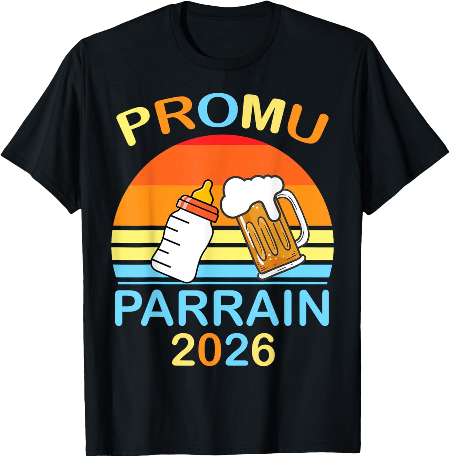 Promoted Godfather 2026 Bottle Pint Beer Gift Christening T-Shirt - T-Shirt | Black
