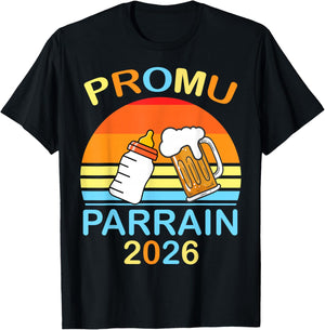 Promoted Godfather 2026 Bottle Pint Beer Gift Christening T-Shirt - T-Shirt | Black
