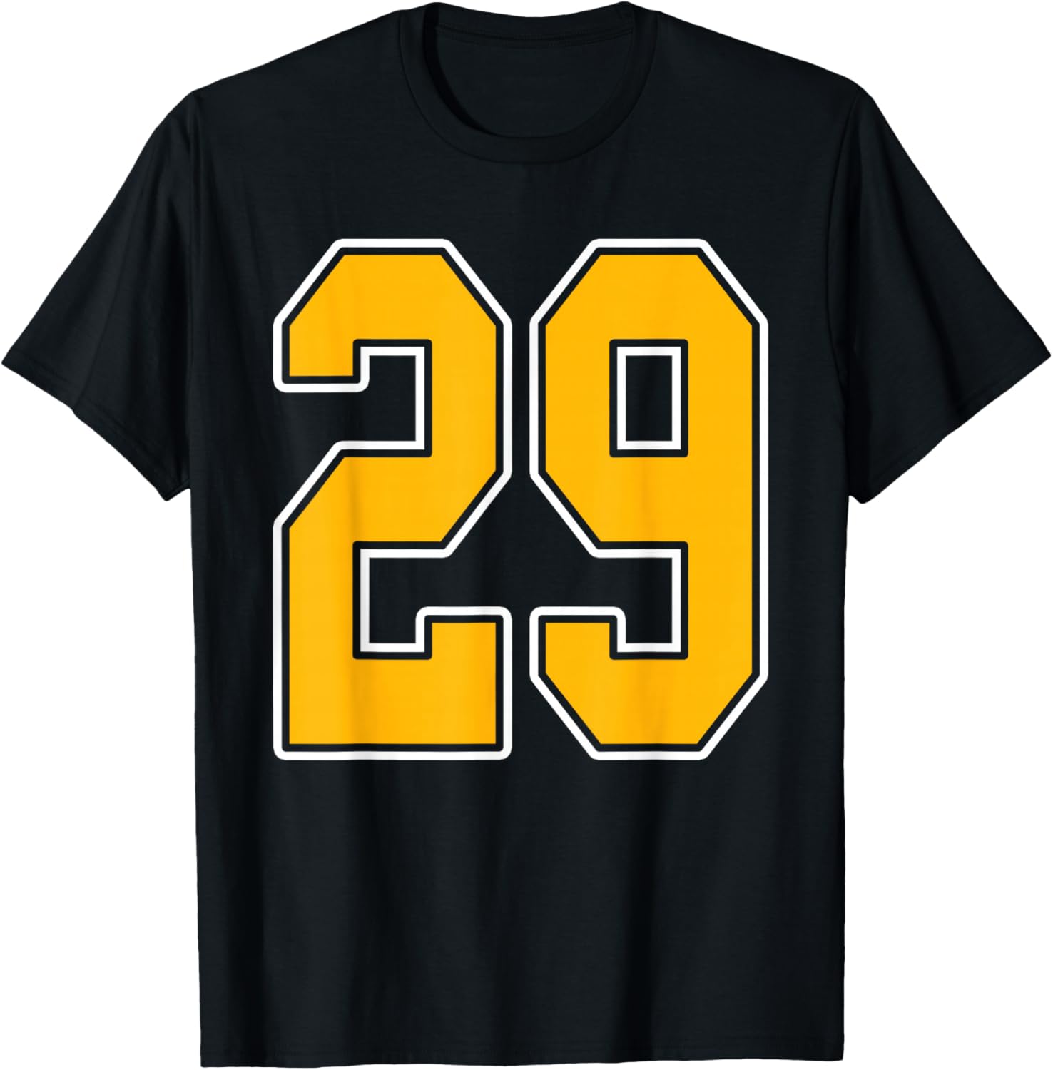 Gold and White Sports Number 29 Jersey Uniform Player T-Shirt - T-Shirt | Black