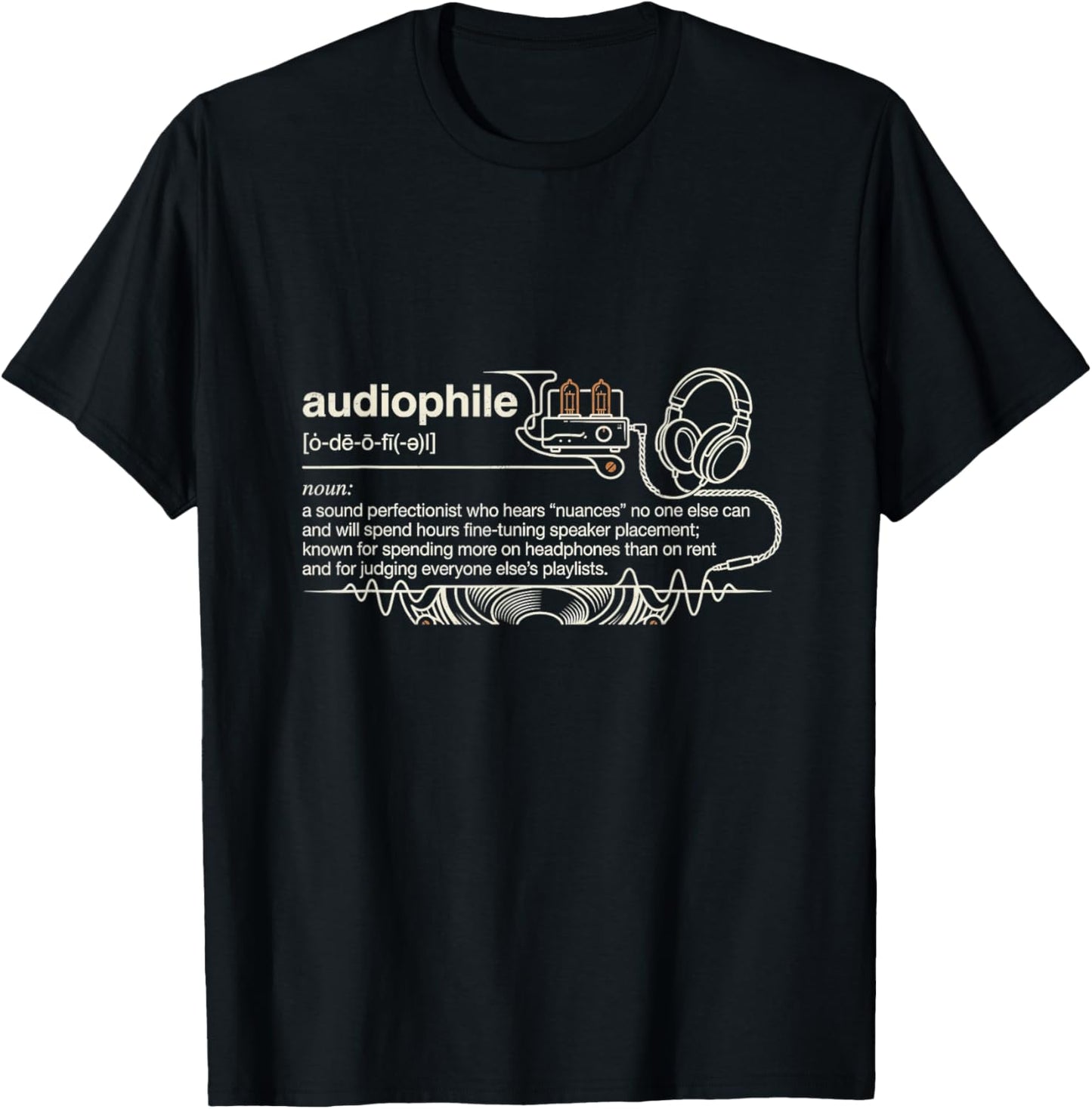 Audiophile Technical Definition Funny Audio Humor Graphic T-Shirt - T-Shirt | Black