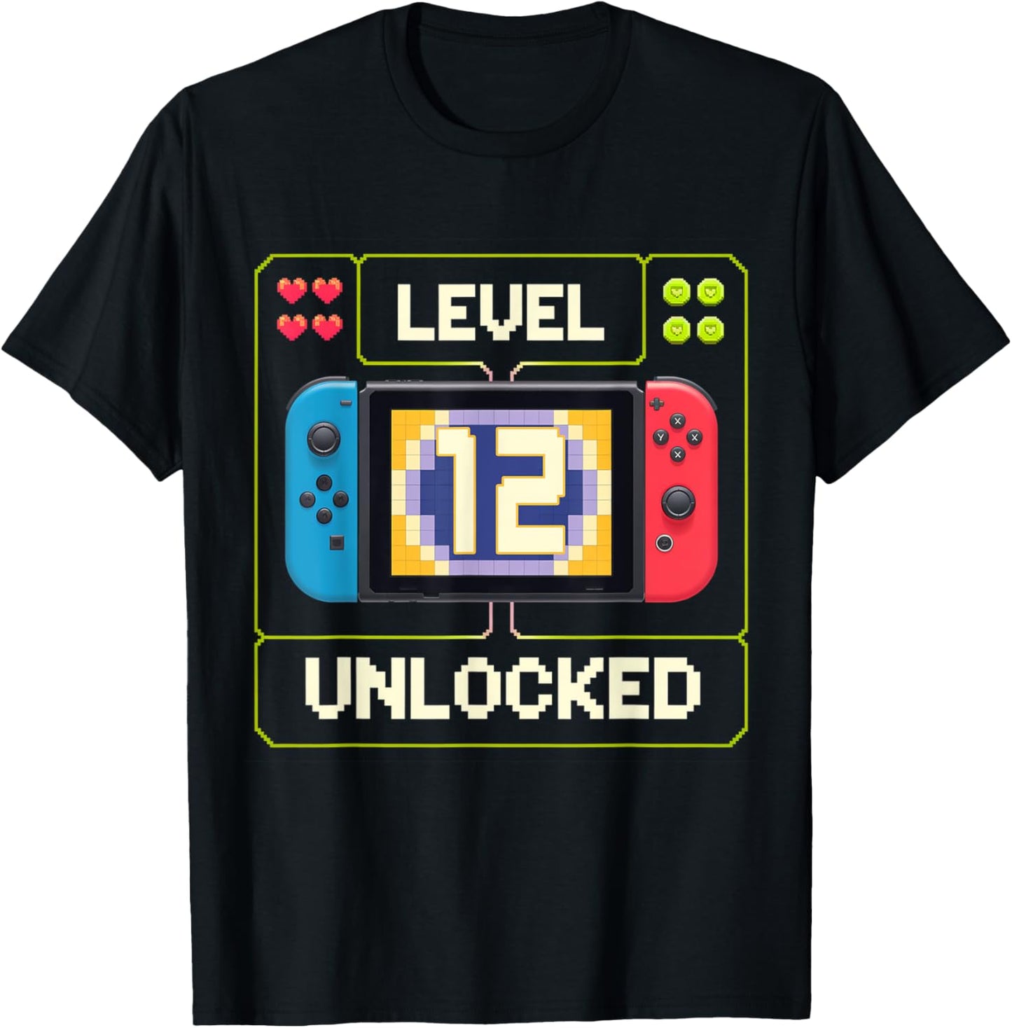 Level 12 Unlocked 12th Birthday Shirt Video Game 12 Year Old T-Shirt - T-Shirt | Black