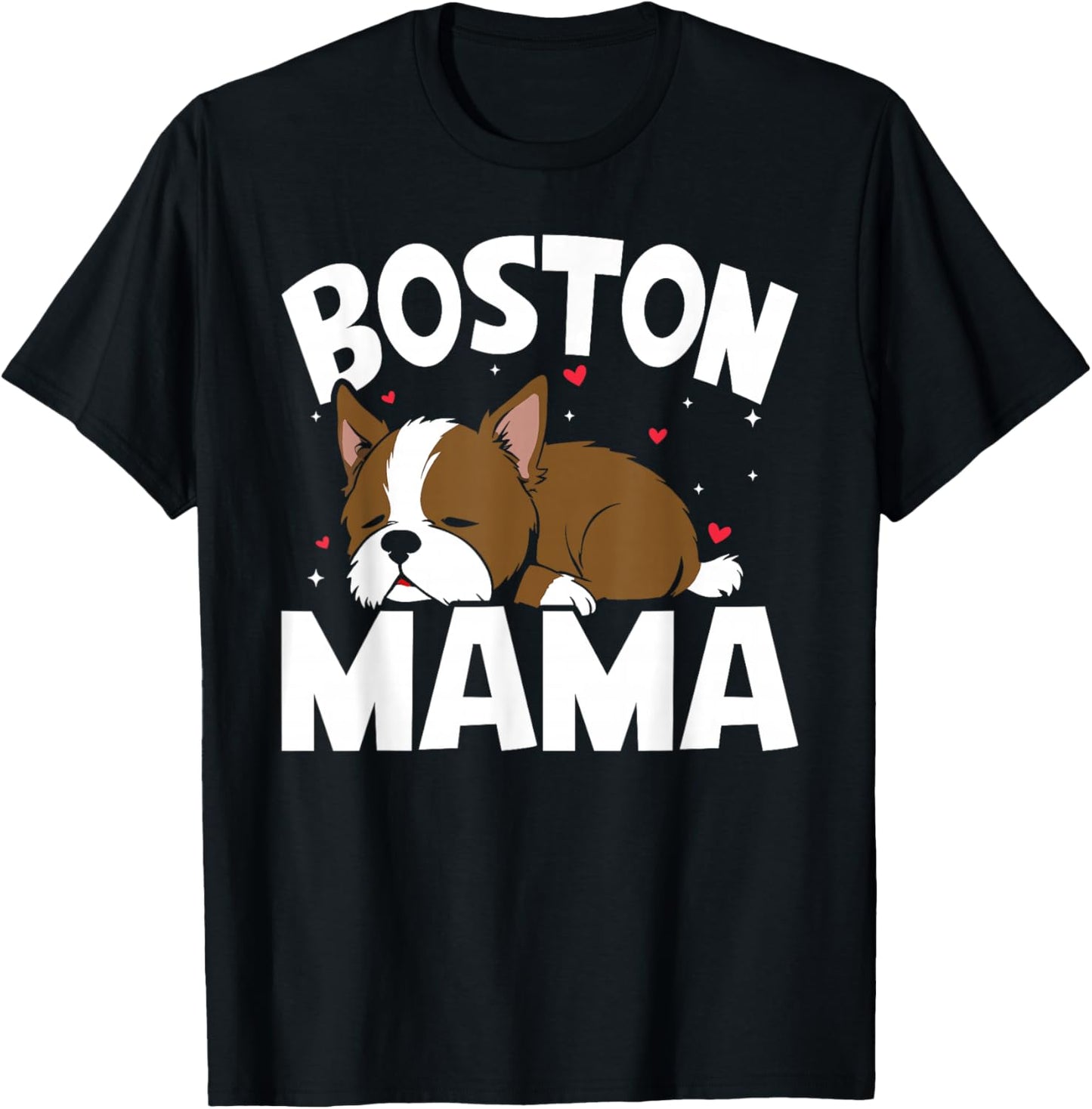 Cute Red Boston Terrier Boston Mama T-Shirt - T-Shirt | Black